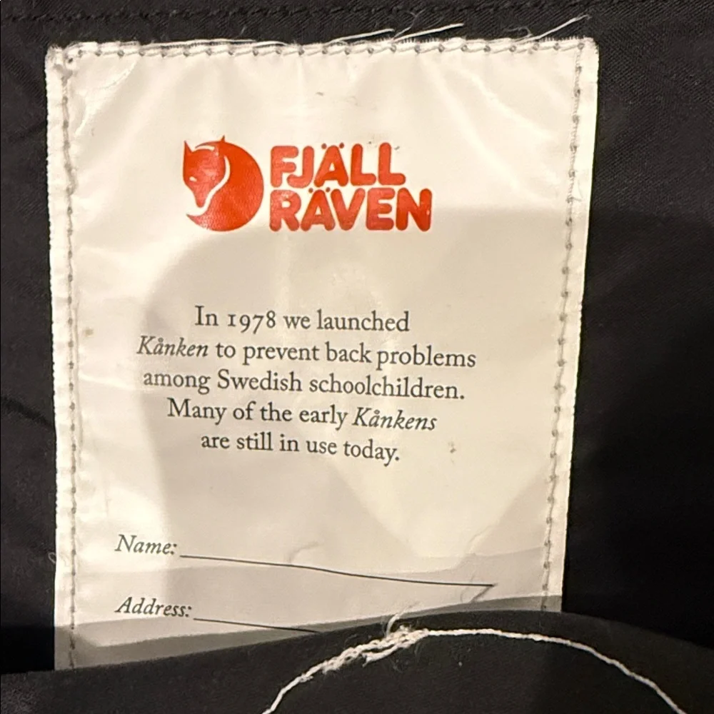Fjallraven Kanken Black Backpack bag carrying purse laptop Swedish  tote